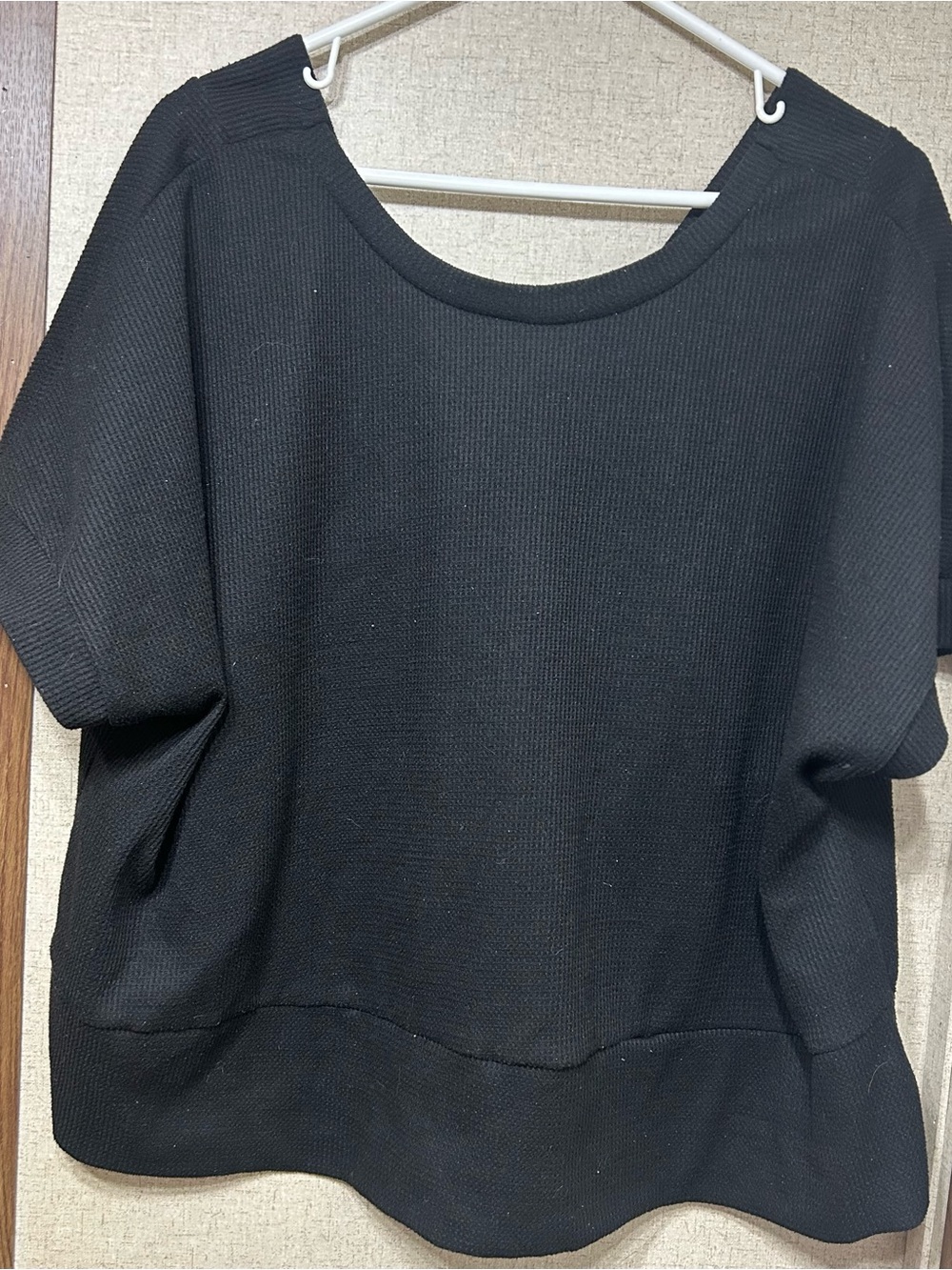 SHEIN Black Boxy Short Sleeve Knit Top